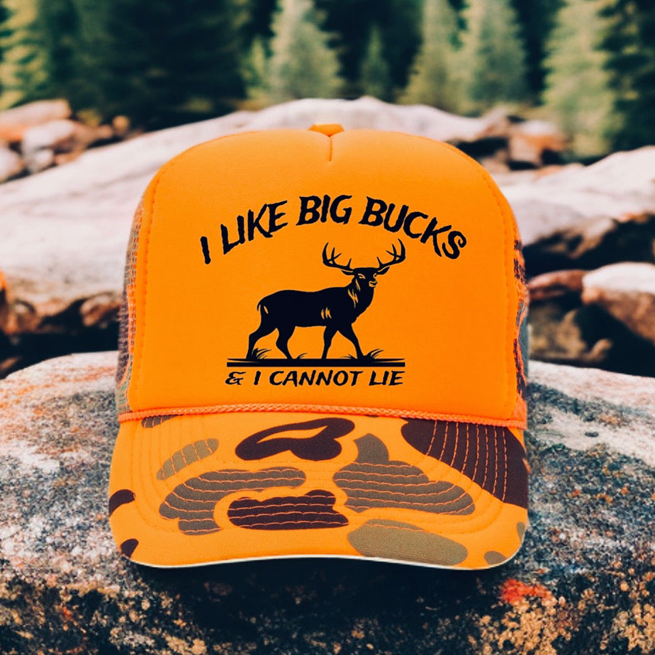 Trucker Hat Orange- Big Bucks