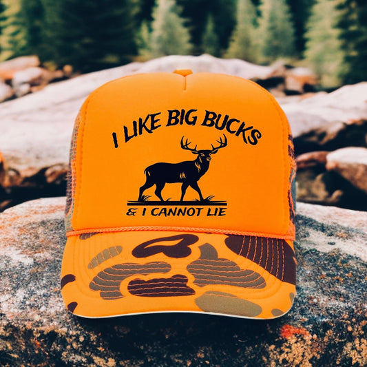 Trucker Hat Orange- Big Bucks