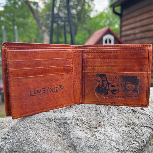 Custom engraved leather wallet