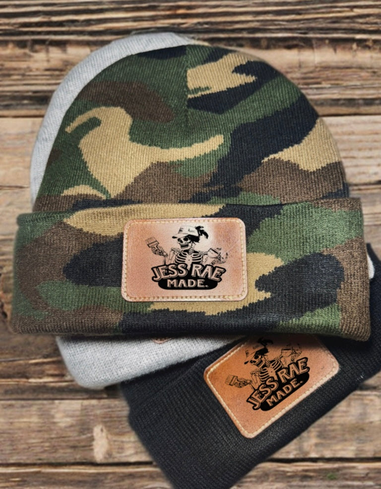 Custom Leather Patch Beanie