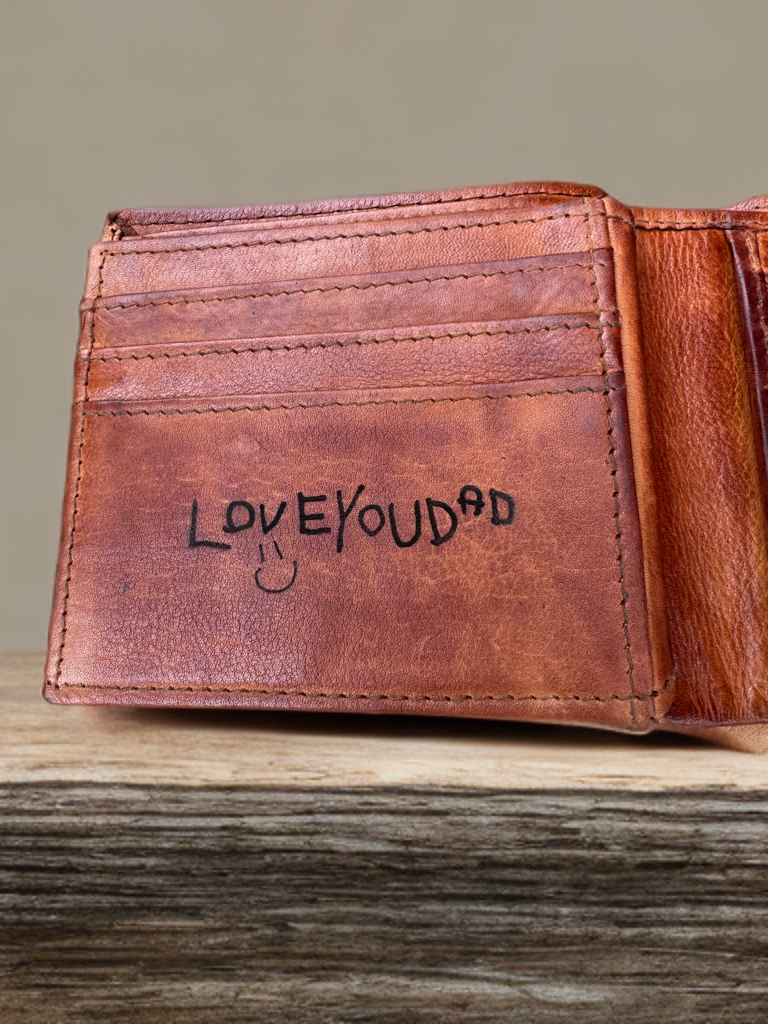 Custom engraved leather wallet
